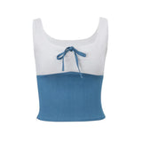 Zingj 2024 New Women's Sexy Hot Girl U Collar Low Chest Temperament Spell Color Short Condole Belt Small