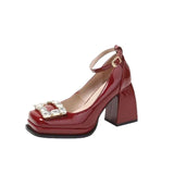 Height Height Red And Mary Treasure Shoes Engagement Shoes Show Toast Thick Heel Does Not Tired Wedding Shoes Daily Single