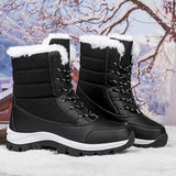 Snow Boots Women With Velvet Thick Cotton Shoes 2025 Winter New Zipper Thick-Bottomed Warm Cotton