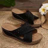 Summer New Women's Slope And Thick-Soled Slippers Large-Size Fish Mouth Leisure Thick-Soled Beach