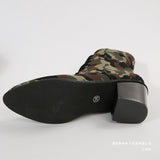 New High-Heeling With Camouflage Short-Box Martin Boots Coarse And Pointed Breathable Denim