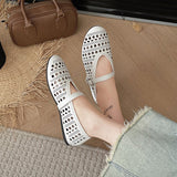 New French Hollow Ballet Shoes Flats With A Shallow Mouth Mary Jane Shoes Women's Niche Design Single