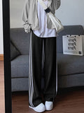 Harajuku High Waist Striped Sweatpants Women Korean Oversize 4Xl Casual Trousers Chic Preppy Style Lace Up Wide Leg