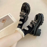 Zingj Thick Bottom High Heel College Wind Mary Jane Jk Small Leather Shoes Female 2023 New Korean Version Of The Chain British Wind Single