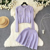 Luxury Famous Lady To Reduce The Age To Wear A Small Fragrant Suit Women's Knitted Cardigan Short Dress Two-Piece