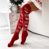 Zingj And Winter Christmas Snow Snow Elk Long Tube Knitting Over The Knee Pile Pile Socks Female