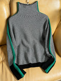 And Winter Design Feeling Lazy Loose Colliding Sleeve Full Imitation Wool High-Neck Knitting Sweater Women Autumn And