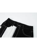 Patchwork Jeans Pants Women Straight Jeans High Waist Streetwear Y2k Retro Pants Casual Ladies Denim Wide Leg Trouser