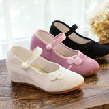 Zingj Heels Single Shoes Spring And Autumn Knot Plate Jacquard Cotton Plain Color Mother Cloth Shoes Women's