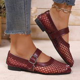 Head Fishing Grid Hollow Mary Jane Single Shoes Women Go Out 42 Large Summer New