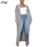 New Winter Warm Sweater Coat Women's cardigans Casual Long Knitted Cardigan Sweater Jacket Loose V-Neck