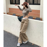Ruched Khaki Baggy Cargo PantsOutfit