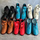 Velcro Short-Tice Cotton Shoes Female Hand-Slit Suture Thick Sole Plus Velvet Hair High-Top Single Shoes