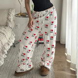 Cloth Forget Street Love Print Straight Knitted Trousers Loosely Tied With H-Hops Casual
