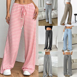 Autumn And Winter Women's New Casual Striped Solid Rubber Rope Cotton Straight