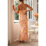 Women's New Slingless Sleeveless Laminated V-Necked Leaf-Side