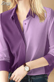 Stitched Purple Blouse Women Tops Autumn Spring 2023 New French Style Office Lady Slim Fit Shirt Clothes Blusas