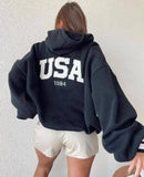 Women's Casual Fashion Print Thicken With Long-Sleeved Hooded Hoodie