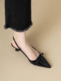 Patent Leather Heeled Sandals Women 2025 Summer New Retro Style And Korean Version Of Casual Single-Shoe