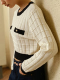 And Winter Women's Elegant Knitted Shirt Round-Neck Temperament Small Fragrant Gentle Knitted Sweater Fashion
