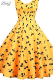 Floral Print A-Line Midi Dress Women Summer Peter pan Collar Casual Sleeveless Vintage Retro Party Dress Vestidos