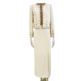 New Star Fashion Heavy Industry Nail Beads Jacket Open Fork Half Skirt Set Two