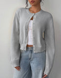And Winter Sweater Women's Fashion Thin Round-Neck Long Sleeve Button Short Loose Cardigan Top
