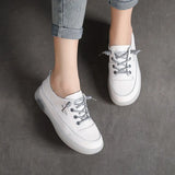 Layer Cowhuff Soft Sole Single Shoes Spring And Summer New Leather Flat Plate Shoes Women Comfortable Soft Small White