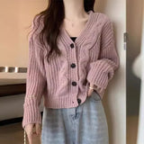 Autumn New Xiaoxiangfeng Solid Color Age-Reducing Casual Sweater Twist Loose V-Necked