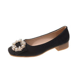 Fashion Commuting Single-Shoe Women 2025 Autumn New Casual Square Head Pearl Bean Shoes Korean Version Of Shallow Women's