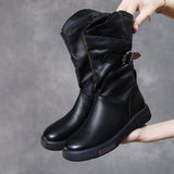 Martin Boots Flat Bottom Middle Knight Boots New Vintage V-Port Side Zipper Slim Single