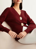 Women's V-Neck Button Knitted Knitted