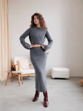 And Winter 2025 New Hot One-Step Skirt Sweater Set Women's Collar Knitted Top + Left Hip Skirts