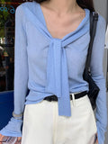 Atmosphere] Temperament Wool Niche Gentle Round Collars On The Shoulder Of The Small Knitted Shirt With Long-Sleeved Knitted