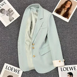 Zingj Suit Jacket Female 2024 Spring New Korean Version Of Fashion Suit Blue Fried Street Foreign Style Design