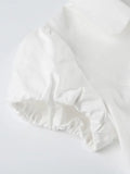 White Slim Waist Short Sleeves Shirts- Outfit