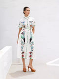 Women's New Printed Dress Elegant T-Shirt With Flip-Flops