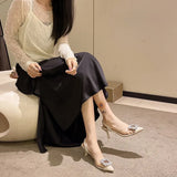 Large-Size Summer New Fashion Water Drill Buckle Transparent Belt Splicing Tip Head Fine Heel