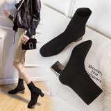 Children 2025 Autumn And Winter Women's Shoes With Elastic Short Boots Women Thick And Pointed Net Red Flying Boots