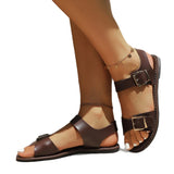 Women's Shoes Flat Sole Buckle With Solid Sandals Women's Shoes Rome Summer Lady Flat