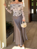 Xixi 2025 Spring New Temperament High-Waisted Half-Body Skirt Heavy Imitation Acetic Acid-Bated Ass Skirt Women