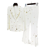Star Fashion New Heavy Industry Metal Hole A Buckle Blazer Trouser Suit