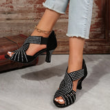 2025 Spring And Summer New Water Drill High Heel Fish Mouth Sandals Large-Size Coarse Fashion Sandals