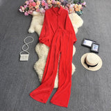 Suit Female Temperament Loose Long-Sleeved Shirt Two Sets Of Leisure High-Waist Hanging Pendant 100