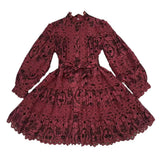 Literary Retro Style Skinny Single-Dbutton Skirt 2025 New Hollow Embroidery Design High-Waisted Dress