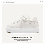 Shoe Designer Winter Coated Warm Cotton Shoes Thick Soles Raised Small White Shoes Men And Women's Shoes Snow
