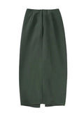 Knot Pencil Long Skirt Women High Waist Pleated Split Skirt Sets Streetwear Summer Skirts Woman 2023 Elegant Midi