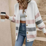 And Winter Knitted Shirt V-Neck Sweater Classic Striped Single-Dcupuncture Cardigan Casual Knitted