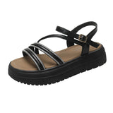 New Platform Sandals Female Summer Outside Wear Fairy Wind A Word Buckle With Skirt Roman Comfortable Beach
