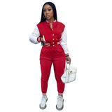 Winter Baseball Sport Women's Set Jacket and Pants Suit Active Sweatsuit Tracksuit Two Piece Set Fitness
